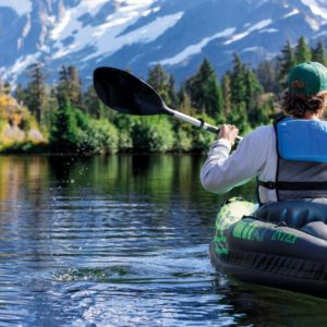 man having fun kayaking