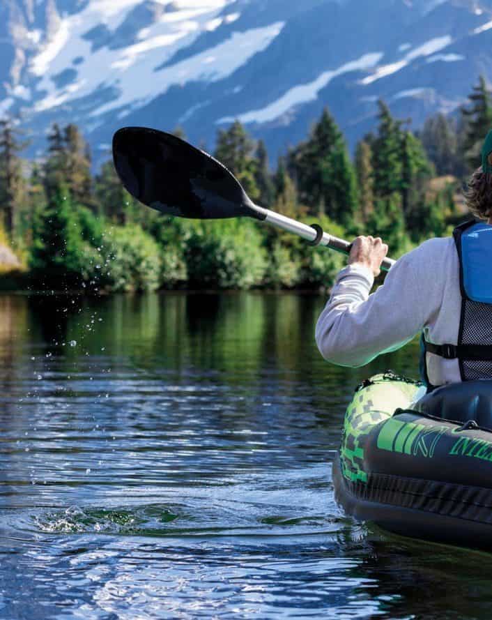 man having fun kayaking