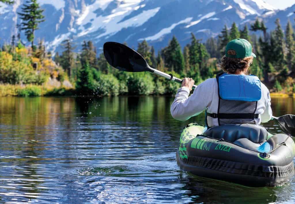 man having fun kayaking