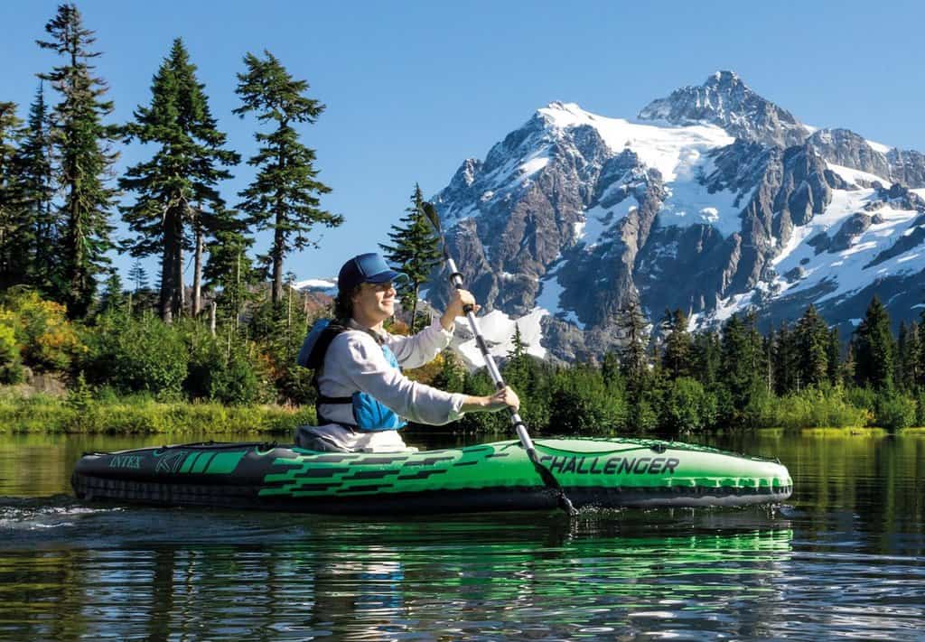 man kayaking with the Intex Challenger K1 Kayak